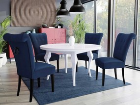 Stôl Julia FI 100 so 4 stoličkami ST65, Farby: biela, Farby: zlatý, Farby:: biely lesk, Potah: Magic Velvet 2258