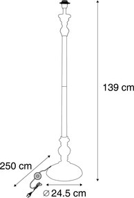 Klasická stojaca lampa čierna bez tienidla - Classico