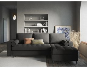 Tmavosivá rozkladacia rohová pohovka Milo Casa Santo, pravý roh