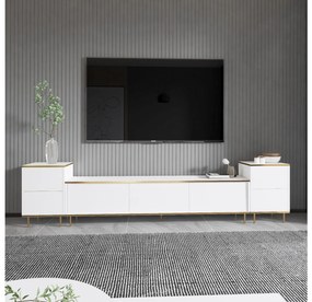 TV stolík/skrinka Mamene 3 (biela + zlatá) . Vlastná spoľahlivá doprava až k Vám domov. 1095703