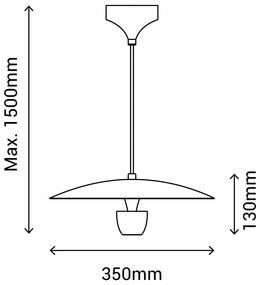 Biele závesné svietidlo SULION Poppins, výška 150 cm