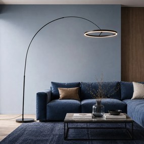 Dizajnová oblúková stojaca lampa čierna vrátane LED s 3-stupňovým stmievaním - Anello