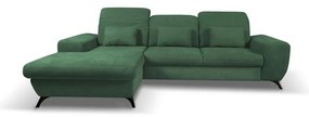 Rozkladacia rohová čalúnená sedacia súprava do tvaru L ALTA ľavá zelená