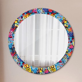 Okrúhle ozdobné zrkadlo Farebné čmáranice fi 80 cm