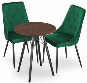 Jedálenský stôl TODI jaseň 60 cm s dvoma IMOLA zamatové zelené