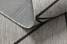 Koberec SIZAL FLOORLUX 20605 geometrický trojuholník - strieborný / čierny