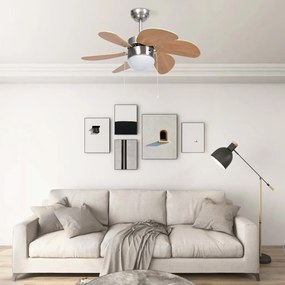 Stropný ventilátor s osvetlením 76 cm bledohnedý