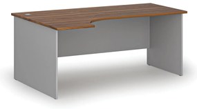Rohový kancelársky písací stôl PRIMO GRAY, 180x120 cm, ľavý, sivá/orech
