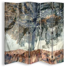 Ozdobný paraván, Záhadný strom - 180x170 cm, päťdielny, klasický paraván