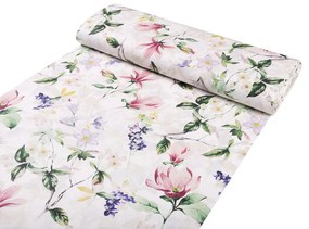 Biante Detské bavlnené posteľné obliečky do postieľky Sandra SA-287 Mix kvetov na bielom Do postieľky 90x140 a 50x70 cm