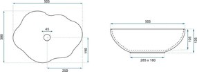 Rea Pearl Akkoya, umývadlo na dosku 505x380x135 mm, viacfarebné, REA-U3309