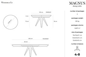 Rozkladací stôl s čiernymi kovovými nohami Windsor &amp; Co Sofas Magnus, ø 120 cm