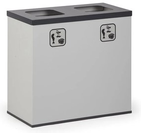Kôš na triedený odpad 2x 50 L, úchyt na vrece, sivý/čierny