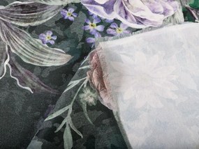 Biante Dekoračný záves BM-010 Veľké fialové kvety na tmavo zelenom 140x140 cm