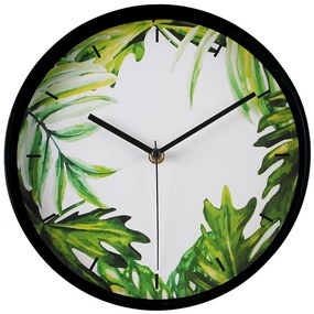 Nástenné hodiny greenery 25cm zelená biela