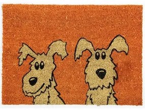 BO-MA, Rohožka Kokos Dvaja psi – na von aj na doma, 40x60, oranžová, chodba / predsieň