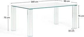 Sklenený jedálenský stôl 90x160 cm Adularia – Kave Home