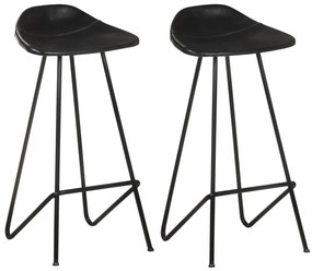 Barové stoličky 2 ks čierne pravá koža