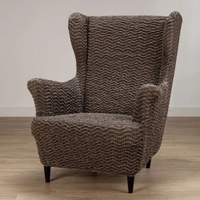 Bielastické poťahy CRISTINA oriešková kreslo ušiak (š. 60 - 110 cm)
