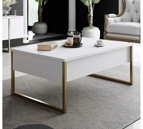 Dizajnový konferenčný stolík Hallan 90 cm biely / zlatý