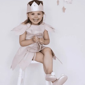 Ľanový kúzelný prútik púdrovo ružový so striebrom