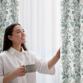 ZÁVES NA KRÚŽKOCH AMANDA 140X250 CM LISTY