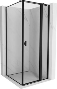 Mexen Mist T, sprchový kút s krídlovými dverami, pravý, 110 x 110 cm, 8mm číre sklo, čierny profil, 8A4T-110-110-70-70-P