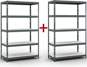 Policový regál 1+1 ZADARMO, 1966x1200x600 mm, nosnosť 280kg