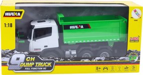 LEAN Toys Diaľkovo ovládaný sklápač RC 1:18, zelený