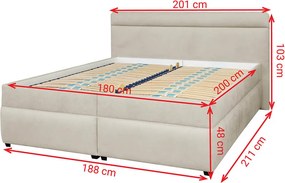 Čalúnená manželská posteľ MIRELLA 180x200 béžová