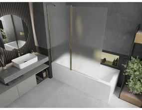 Mexen Flip, vaňová zástena 1-krídlová 140 x 150 cm, otočné krídlo, 6 mm námraza sklo, zlatý profil, 894-140-101-50-30