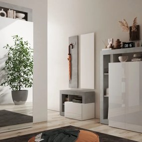 Lavica LENOR biela/šedá betón