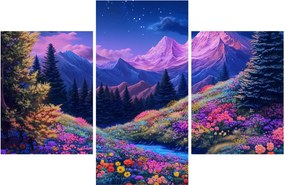 Obraz - Fialová krajina pri úplnku (90x60 cm)