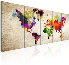 Obraz - World Map: Painted World Veľkosť: 225x90, Verzia: Premium Print
