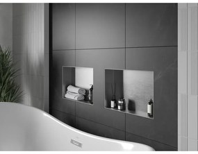 Mexen X-Wall-NR, polička na zapustenie pod obklad bez goliera 45 x 30 cm, oceľová, 1911453010