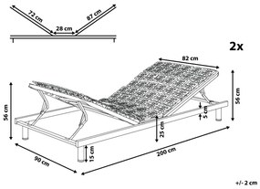 Sada 2 manuálne nastaviteľných jednolôžkových roštov 180 x 200 cm STAR Beliani