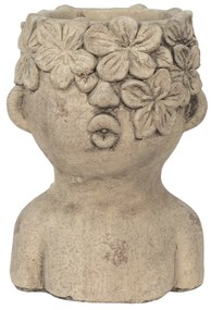 Cementový obal na kvetináč v dizajne busty s kvetinami Tete - 17*16*25 cm