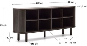 Tmavohnedá nízka komoda v dekore jaseňa s posuvnými dverami 180x75 cm Mailen – Kave Home