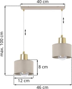 Závesné svietidlo Panta, 2x béžové kovové tienidlo, g