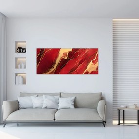 Obraz - Červeno-zlatý mramor (120x50 cm)