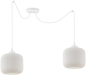 Závesné svietidlo Riffle Spider, 2x biele sklenené tienidlo, w