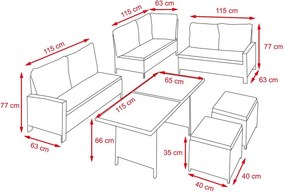 Veľký luxusný ratanový záhradný set Avenberg BARLETTA sivá/tmavosivá
