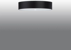 Stropné svietidlo Skala, 1x čierne textilné tienidlo, (biele sklo), (fi 60 cm)