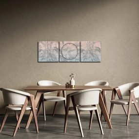 Obraz - Tropické rastliny na stene (s hodinami) (90x30 cm)