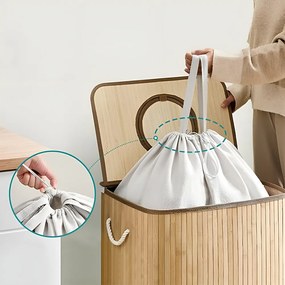 Bambusový kôš na bielizeň s vyberateľnou sieťkou