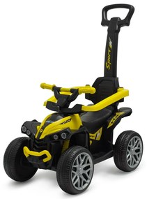 Detské odrážadlo Baby Mix Mega Prime EVA svodiacou tyčou, žlté
