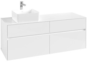 VILLEROY &amp; BOCH Collaro závesná skrinka pod umývadlo na dosku (umývadlo vľavo), 4 zásuvky, 1400 x 500 x 548 mm, Glossy White, C04600DH