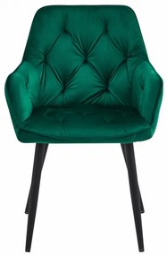Set dvoch jedálenských stoličiek JORK zamatové, tmavozelené (čierne nohy) 2 ks