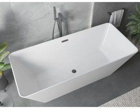 Mexen Velo Slim, voľne stojaca vaňa 170 × 75 cm, biela lesklá, grafitový prepad, 52811707500-66