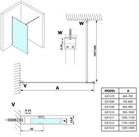 Gelco, VARIO CHROME jednodielna sprchová zástena na inštaláciu k stene, sklo nordic, 1400 mm, GX1514-05
